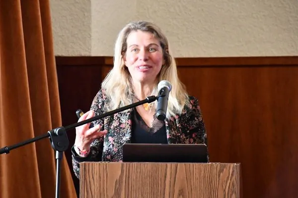 Sitta von Reden speaks at a Distinguished Speaker Series event.