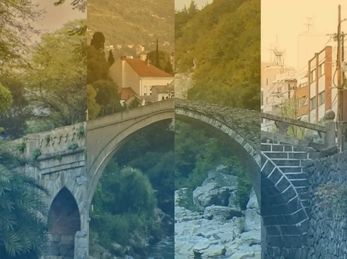 Tessellated image of bridges advertising the event