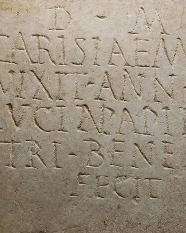 Roman marble funerary inscription.
